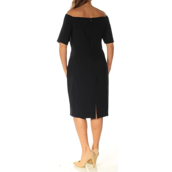 Calvin Klein Off-the-Shoulder Short Sleeve Midi Sheath Dress Size 2 Dk Blue NWT - Picture 2 of 12